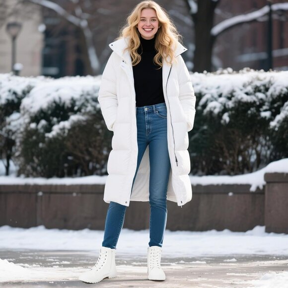 ⚡Women's White Winter Ankle Boot Warm Faux Fur Lining Zipper Non Slip Waterproof - Picture 2 of 6